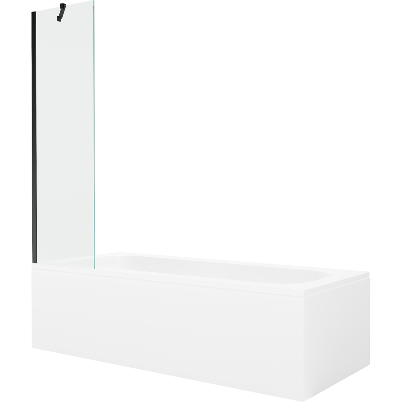 Mexen Vega stačiakampė vonia 150 x 70 cm su apdaila ir 1-paneliu 50 cm, skaidri, juoda - 550115070X9505000070