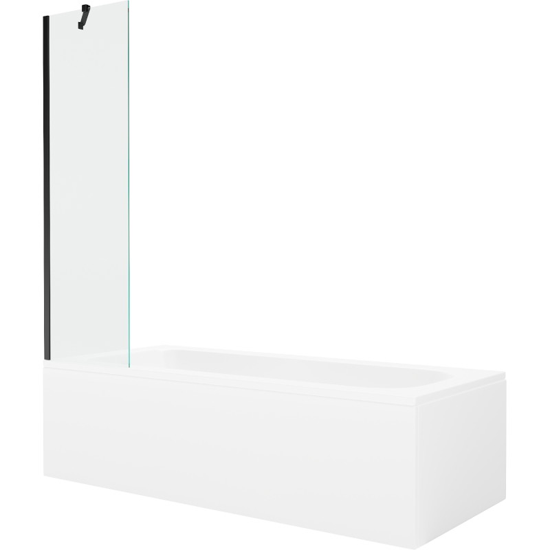 Mexen Vega stačiakampė vonia 150 x 70 cm su apdailos plokštėmis ir vienos durys, 50 cm, skaidri, juoda