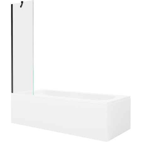 Mexen Vega stačiakampė vonia 150 x 70 cm su apdaila ir vienos dalies 50 cm pertvara, permatoma, juoda - 550115070X9505000070