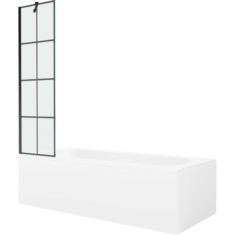 Mexen Vega stačiakampė vonia 150 x 70 cm su apdaila ir vienos dalies 50 cm ekranu, juodas raštas - 550115070X9505007077