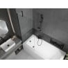 Mexen Vega stačiakampė vonia 150 x 70 cm su apdaila ir 1-durio pertvara 70 cm, permatoma, juoda - 550115070X9507000070