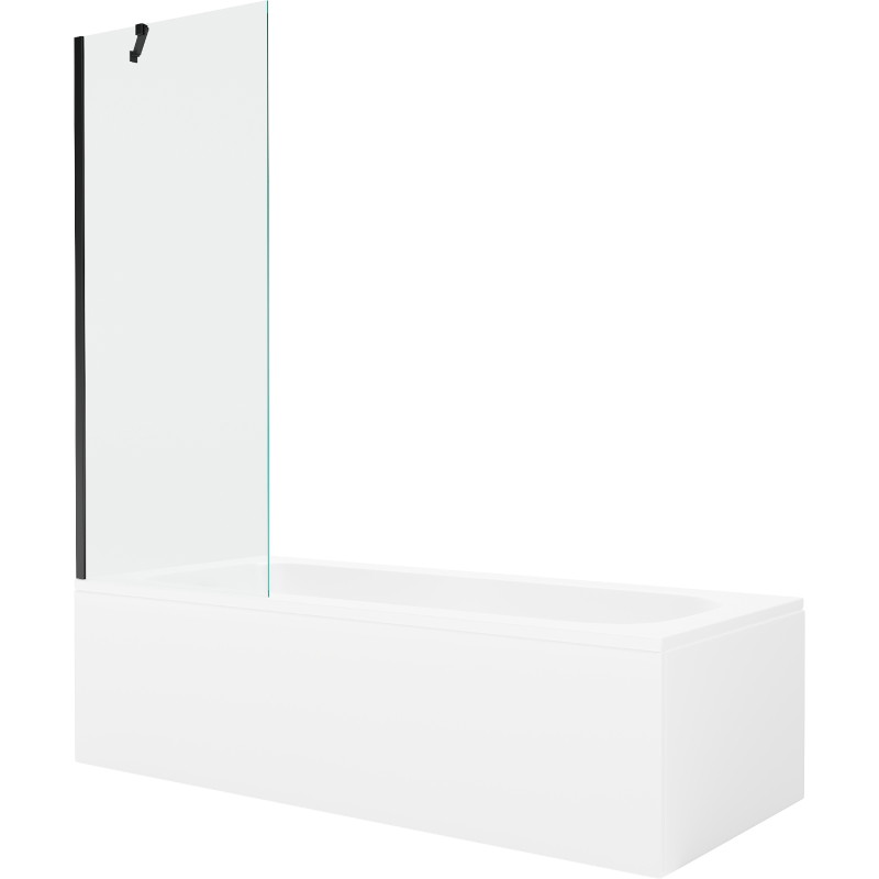 Mexen Vega stačiakampė vonia 150 x 70 cm su apdaila ir vienos dalies 70 cm ekranu, skaidri, juoda - 550115070X9507000070
