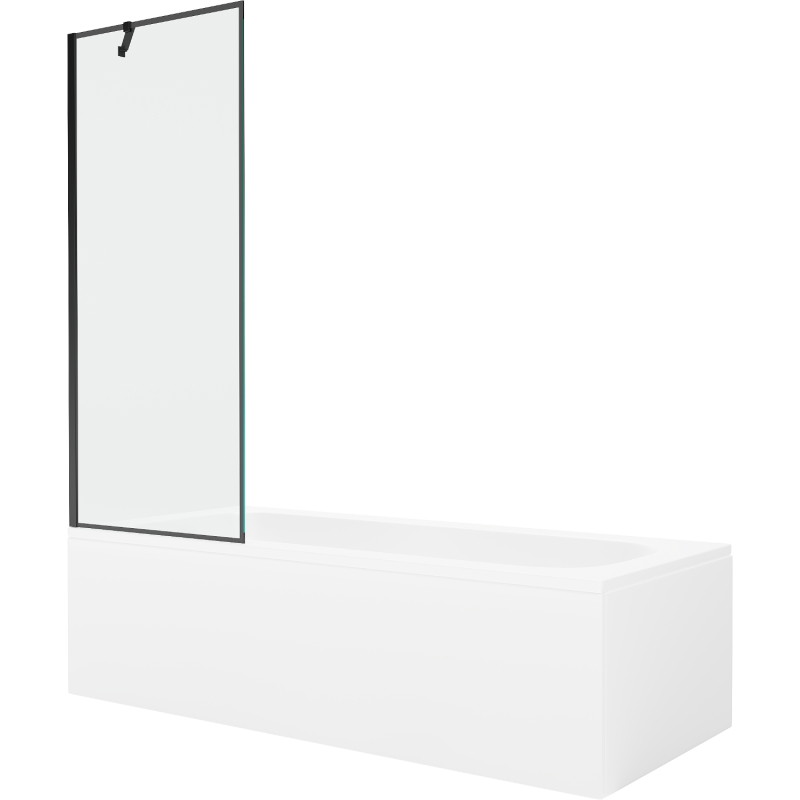 Mexen Vega stačiakampė vonia 150 x 70 cm su apdaila ir vieno skydo 70 cm širma, juodas raštas - 550115070X9507007070
