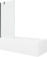 Mexen Vega stačiakampė vonia 150 x 70 cm su dangčiu ir vieno sparno dušo užuolaida 80 cm, permatoma, juoda