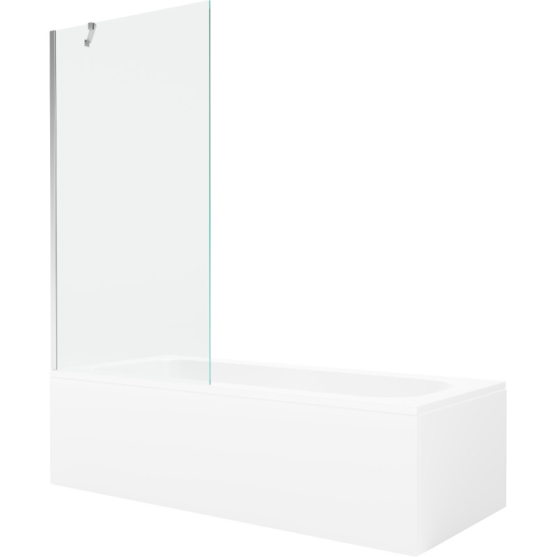 Mexen Vega stačiakampė vonia 150 x 70 cm su apdaila ir 1-durų 90 cm užuolaida, skaidri, chromas - 550115070X9509000001