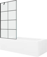Mexen Vega stačiakampė vonia 150 x 70 cm su apdaila ir 1-durų ekranu 90 cm, juodas raštas - 550115070X9509007077