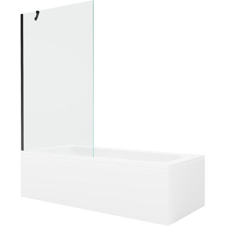 Mexen Vega stačiakampė vonia 150 x 70 cm su apdaila ir 1-durų sienele 100 cm, skaidri, juoda - 550115070X9510000070