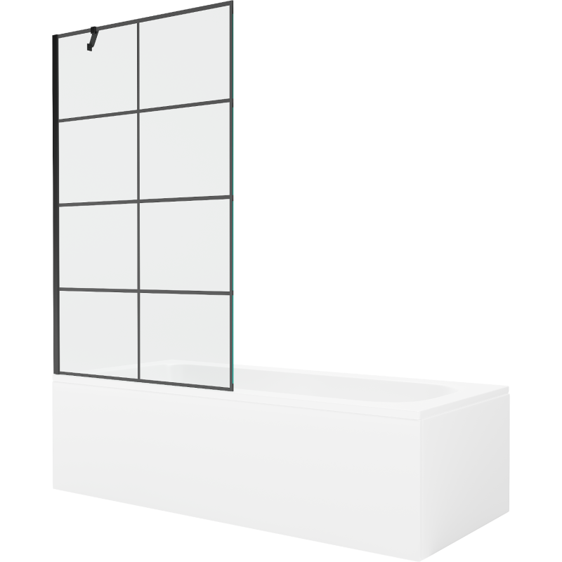Mexen Vega stačiakampė vonia 150 x 70 cm su apdaila ir 1 durų ekranu 100 cm, juodas raštas - 550115070X9510007077