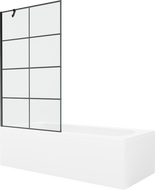 Mexen Vega stačiakampė vonia 150 x 70 cm su apdaila ir 1 durų ekranu 100 cm, juodas raštas - 550115070X9510007077
