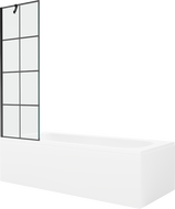 Mexen Vega stačiakampė 160 x 70 cm vonia su apdaila ir vienos dalies užuolaidėle 60 cm, juodas raštas - 550116070X9506007077