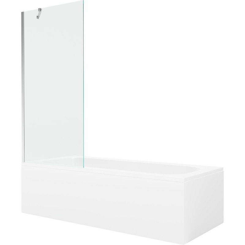 Mexen Vega stačiakampė vonia 160 x 70 cm su apdaila ir vienos dalies ekranu 80 cm, skaidri, chromas - 550116070X9508000001