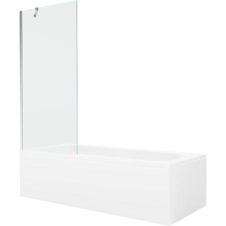 Mexen Vega stačiakampė vonia 160 x 70 cm su apdaila ir vienos dalies ekranu 80 cm, skaidri, chromas - 550116070X9508000001