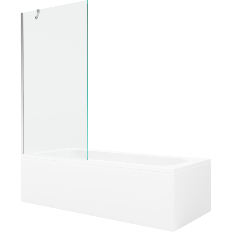 Mexen Vega stačiakampė vonia 160 x 70 cm su apdaila ir vienos dalies paravanu 90 cm, skaidrus, chromas - 550116070X9509000001