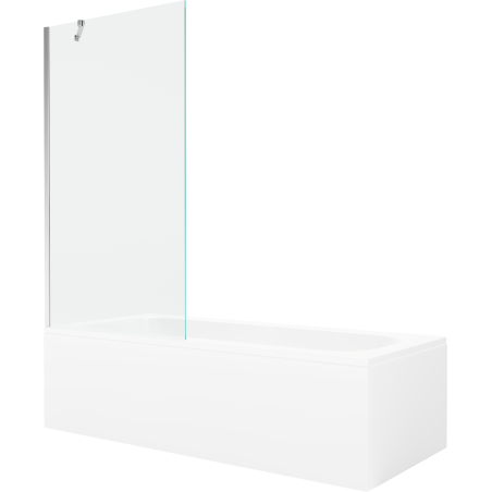 Mexen Vega stačiakampė vonia 160 x 70 cm su apdaila ir vieno sparno 90 cm širma, skaidri, chromas - 550116070X9509000001