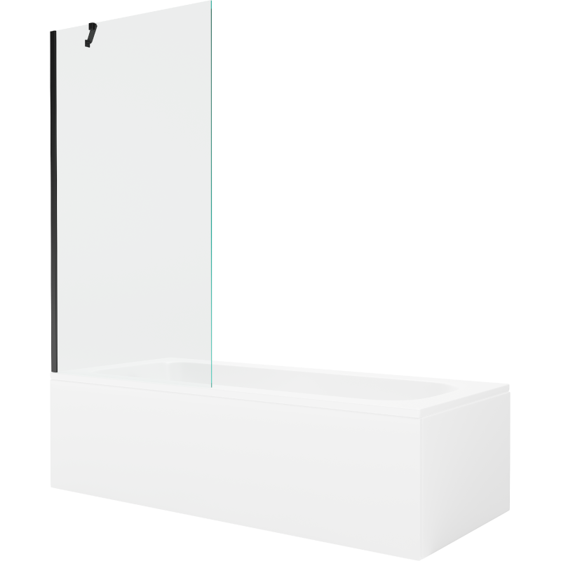 Mexen Vega stačiakampė vonia 160 x 70 cm su apdaila ir 1-durelėmis 90 cm, skaidri, juoda - 550116070X9509000070