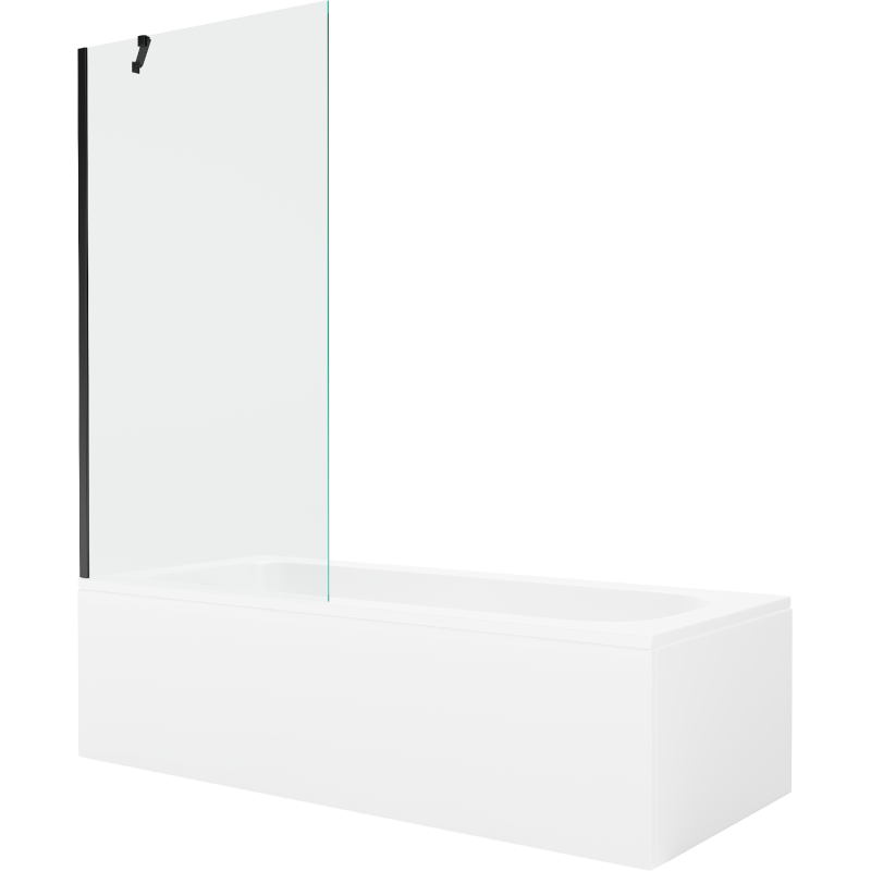 Mexen Vega stačiakampė vonia 160 x 70 cm su apdaila ir 1-duris 90 cm ekraneliu, skaidrus, juodas - 550116070X9509000070