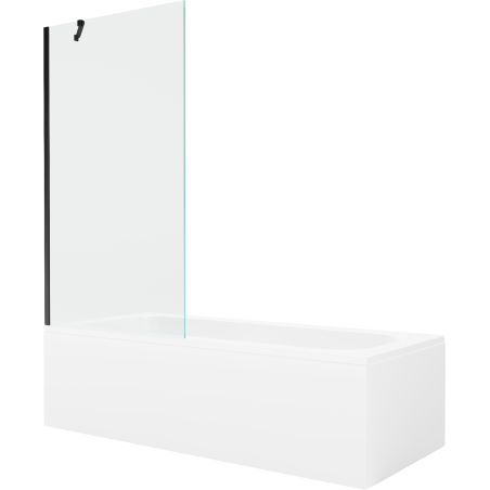 Mexen Vega stačiakampė vonia 160 x 70 cm su apdaila ir 1-duris 90 cm ekraneliu, skaidrus, juodas - 550116070X9509000070