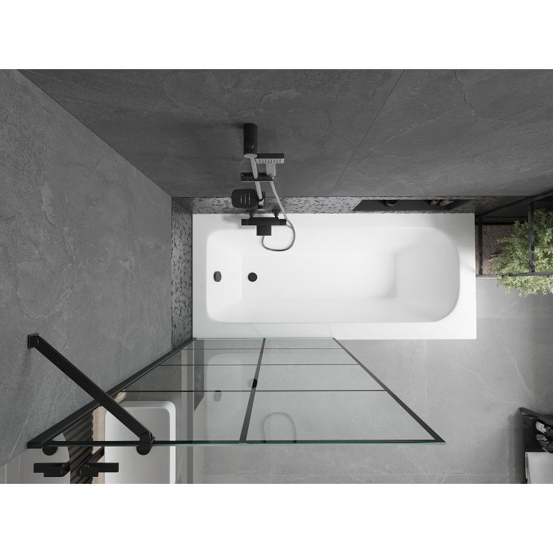 Mexen Vega stačiakampė vonia 160 x 70 cm su korpusu ir vienos dalies pertvara 90 cm, juodas raštas - 550116070X9509007077