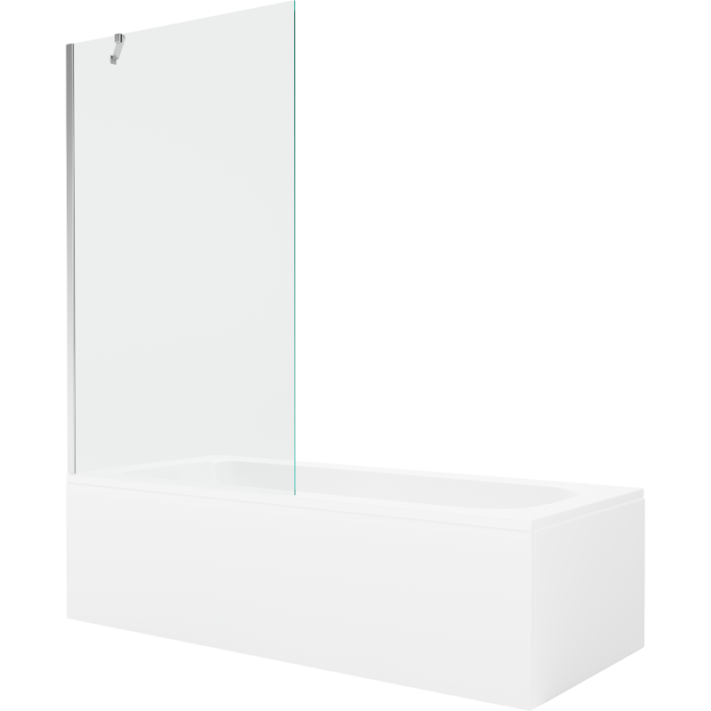 Mexen Vega stačiakampė vonia 160 x 70 cm su apdaila ir 1 durų širma 100 cm, skaidrus, chromas - 550116070X9510000001