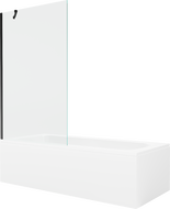 Mexen Vega stačiakampė vonia 160 x 70 cm su apdaila ir 1-durio pertvara 100 cm, permatoma, juoda - 550116070X9510000070