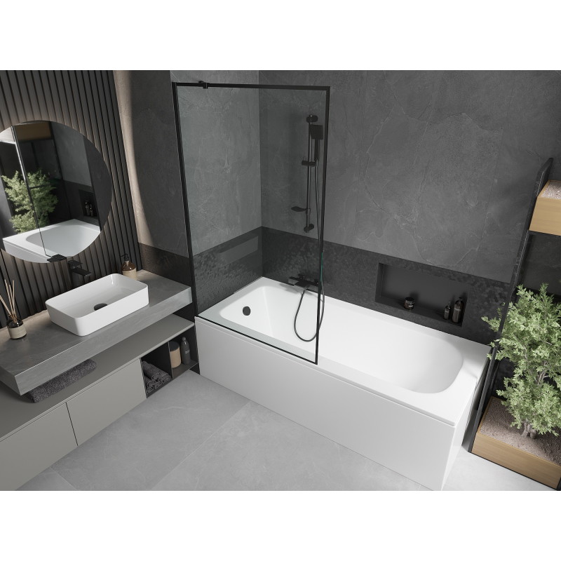 Mexen Vega stačiakampė vonia 160 x 70 cm su apdaila ir vienos dalies pertvara 100 cm, juodas raštas - 550116070X9510007070