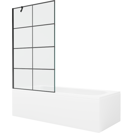 Mexen Vega stačiakampė vonia 160 x 70 cm su apdaila ir 1 sparno pertvara 100 cm, juodas raštas - 550116070X9510007077