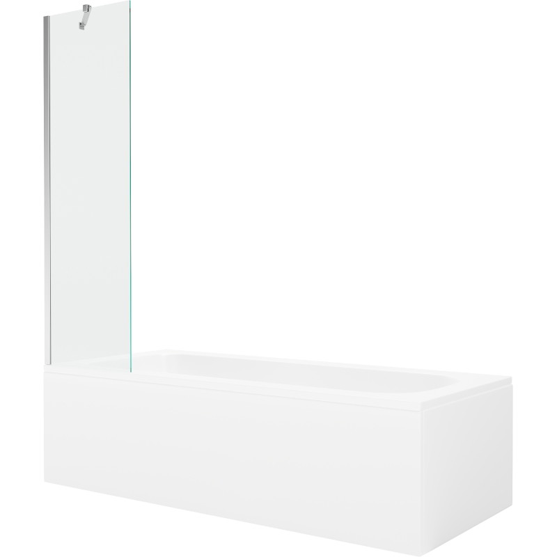 Mexen Vega stačiakampė vonia 170 x 70 cm su apdaila ir vienos dalies 50 cm pertvara, skaidri, chromuota - 550117070X9505000001