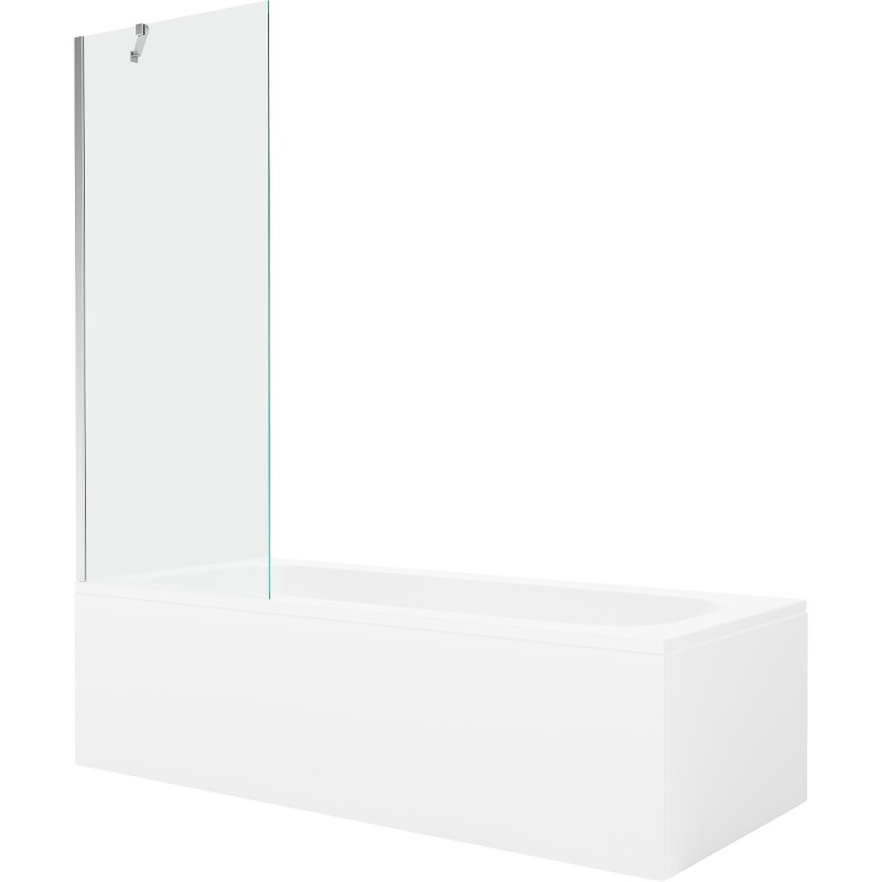 Mexen Vega stačiakampė vonia 170 x 70 cm su apdailos plokšte ir vieno sparno sienele 70 cm, permatoma, chromuota