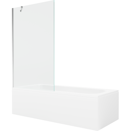 Mexen Vega stačiakampė vonia 170 x 70 cm su apvadu ir viensparniu sieneliu 100 cm, skaidrus, chromas - 550117070X9510000001