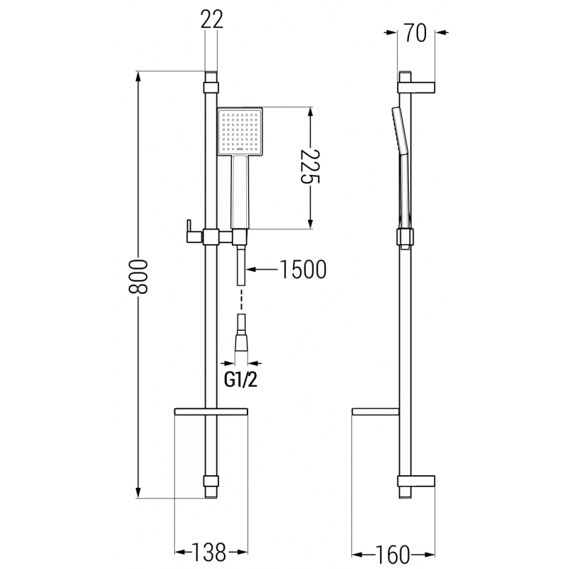 Mexen Royo DQ45 vonios kambario rinkinys, juodas - 72213DQ45-70