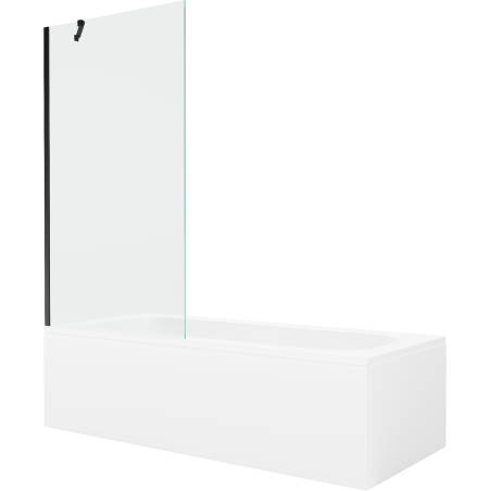 Mexen Vega stačiakampė vonia 170 x 70 cm su apdaila ir vienos dalies ekranu 90 cm, skaidri, juoda - 550117070X9509000070