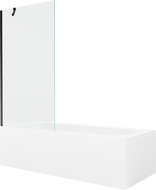 Mexen Vega stačiakampė vonia 170 x 70 cm su apdangalu ir vienvėriu ekranu 90 cm, permatoma, juoda - 550117070X9509000070