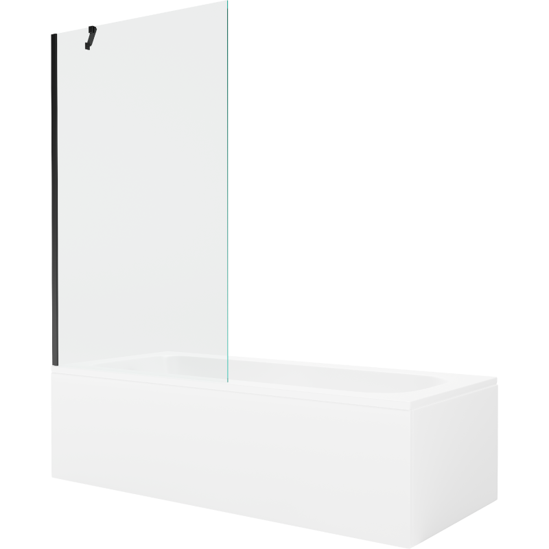Mexen Vega stačiakampė vonia 170 x 70 cm su apdaila ir 1 durų pertvara 100 cm, skaidri, juoda - 550117070X9510000070