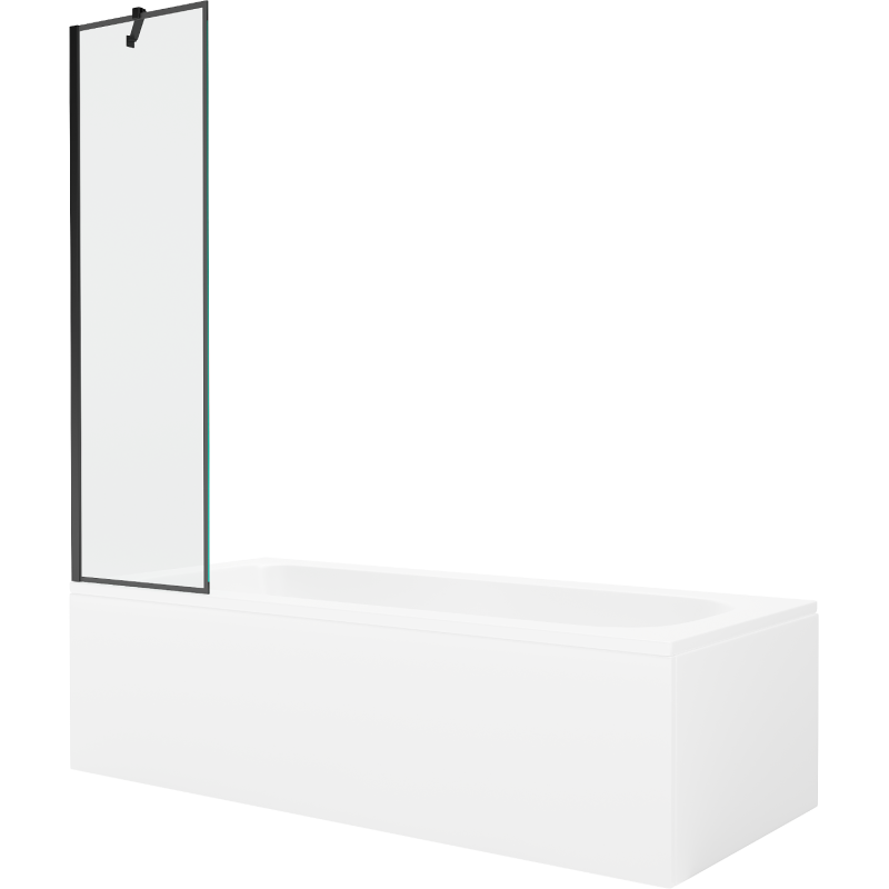 Mexen Vega stačiakampė vonia 170 x 70 cm su apdaila ir 1-durio pertvara 50 cm, juodas raštas - 550117070X9505007070