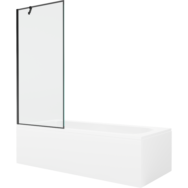 Mexen Vega stačiakampė vonia 170 x 70 cm su korpusu ir 1 sparno 80 cm ekranu, juodas raštas - 550117070X9508007070