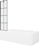 Mexen Vega stačiakampė vonia 170 x 70 cm su apvalkalu ir vieno sparno pertvara 50 cm, juodas raštas - 550117077X9505007077