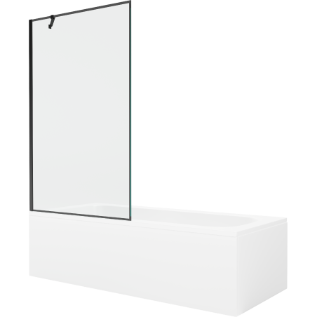Mexen Vega stačiakampė vonia 170 x 70 cm su apdaila ir 1 sparno 100 cm ekranu, juodas raštas - 550117070X9510007070