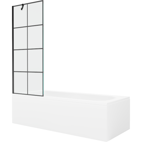 Mexen Vega stačiakampė vonia 170 x 70 cm su apdaila ir vienos sąvaros dušo užuolaida 70 cm, juodas raštas - 550117077X9507007077