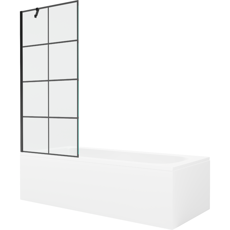 Mexen Vega stačiakampė vonia 170 x 70 cm su apdaila ir 1 durelių pertvara 80 cm, juodas raštas - 550117077X9508007077