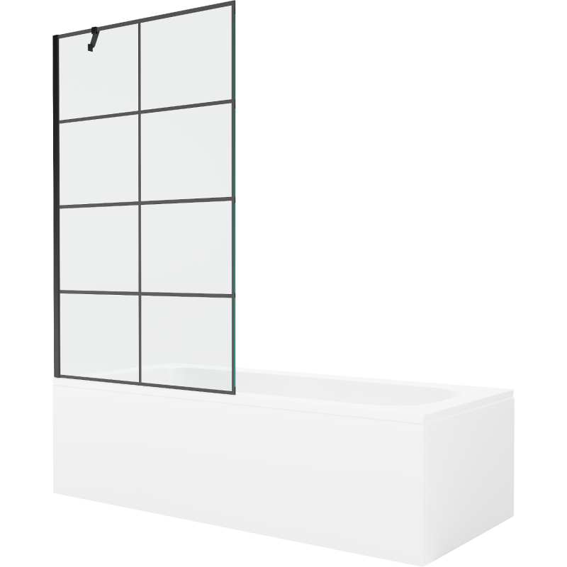 Mexen Vega stačiakampė vonia 170 x 70 cm su apdaila ir vienos dalies 100 cm sienele, juodas raštas - 550117077X9510007077