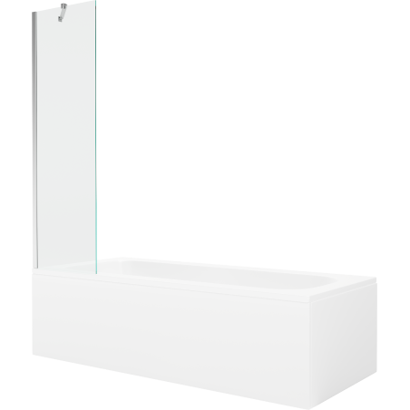 Mexen Vega stačiakampė vonia 180 x 80 cm su apdaila ir vienvėre 50 cm pertvara, permatoma, chromas - 550118080X9505000001