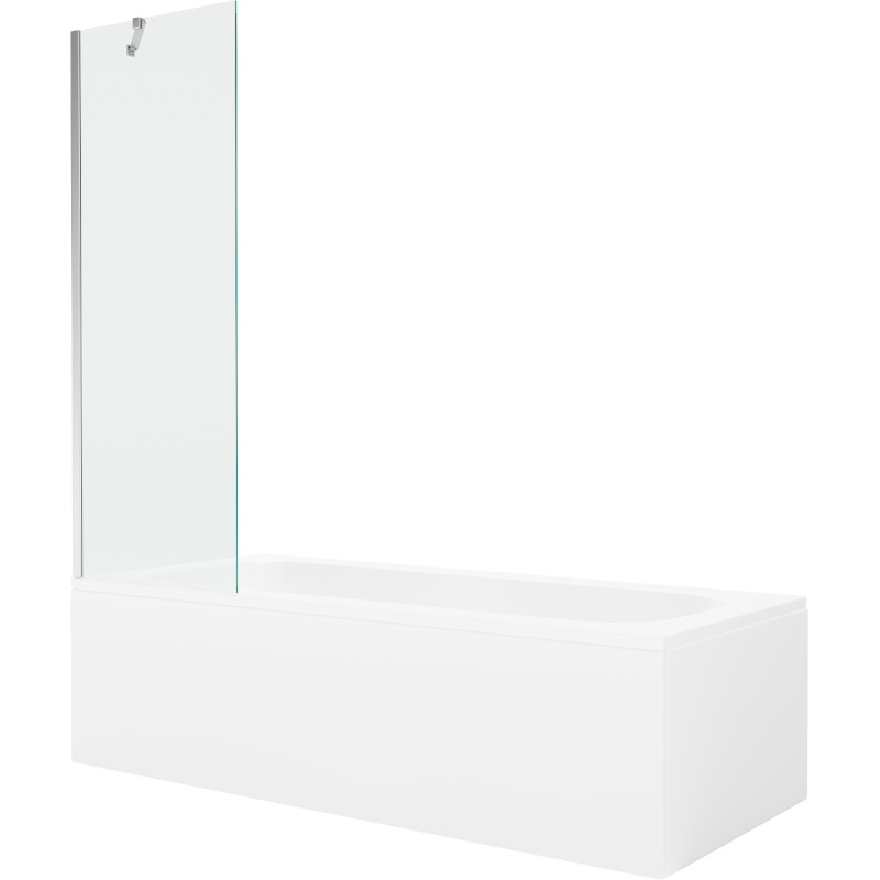 Mexen Vega stačiakampė vonia 180 x 80 cm su apdaila ir vienos durų 60 cm pertvara, skaidri, chrominė - 550118080X9506000001