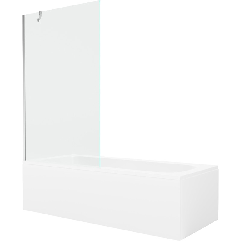 Mexen Vega stačiakampė vonia 180 x 80 cm su apdaila ir vienos dalies sienele 100 cm, skaidri, chromuota - 550118080X9510000001