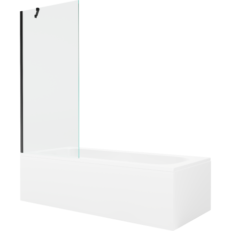 Mexen Vega stačiakampė vonia 180 x 80 cm su apdaila ir vienos dalies užuolaida 80 cm, skaidri, juoda - 550118080X9508000070