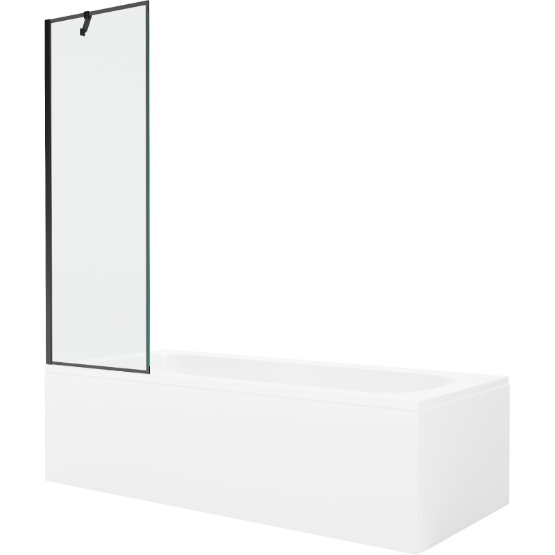 Mexen Vega stačiakampė vonia 180 x 80 cm su korpusu ir 1-paneliniu ekranu 60 cm, juodas raštas - 550118080X9506007070