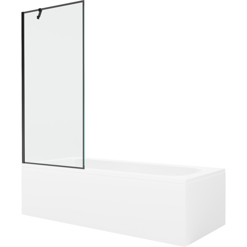 Mexen Vega stačiakampė vonia 180 x 80 cm su apdaila ir vienos dalies 80 cm ekranu, juodas raštas - 550118080X9508007070