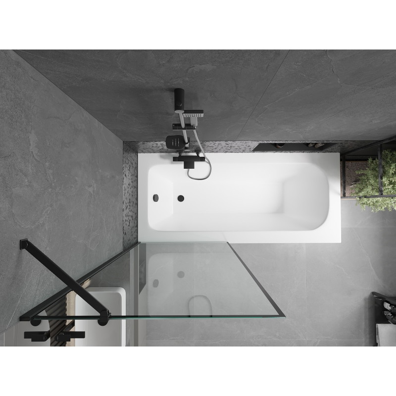 Mexen Vega stačiakampė vonia 180 x 80 cm su apdaila ir vienos dalies 80 cm ekranu, juodas raštas - 550118080X9508007070