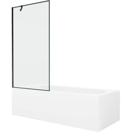 Mexen Vega stačiakampė vonia 180 x 80 cm su danga ir vieno sparno sienele 90 cm, juodas raštas - 550118080X9509007070