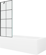 Mexen Vega stačiakampė vonia 180 x 80 cm su korpusu ir 1-duris paravanu 70 cm, juodas raštas - 550118080X9507007077