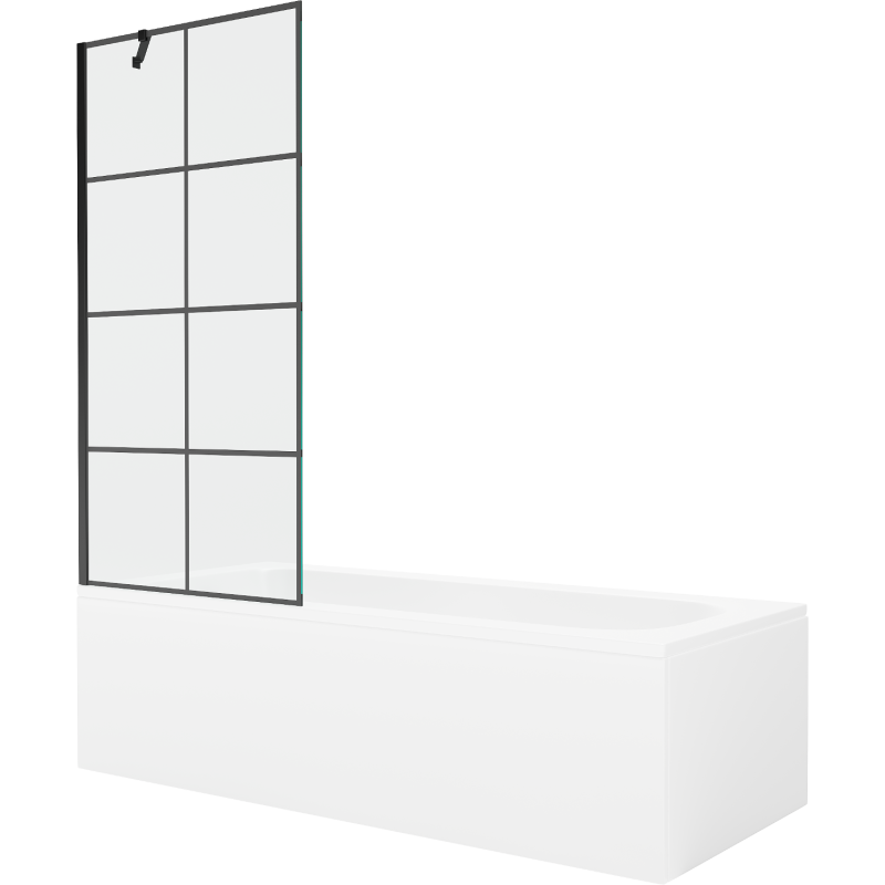 Mexen Vega stačiakampė vonia 180 x 80 cm su apdaila ir 1 varčios širma 80 cm, juodas raštas - 550118080X9508007077